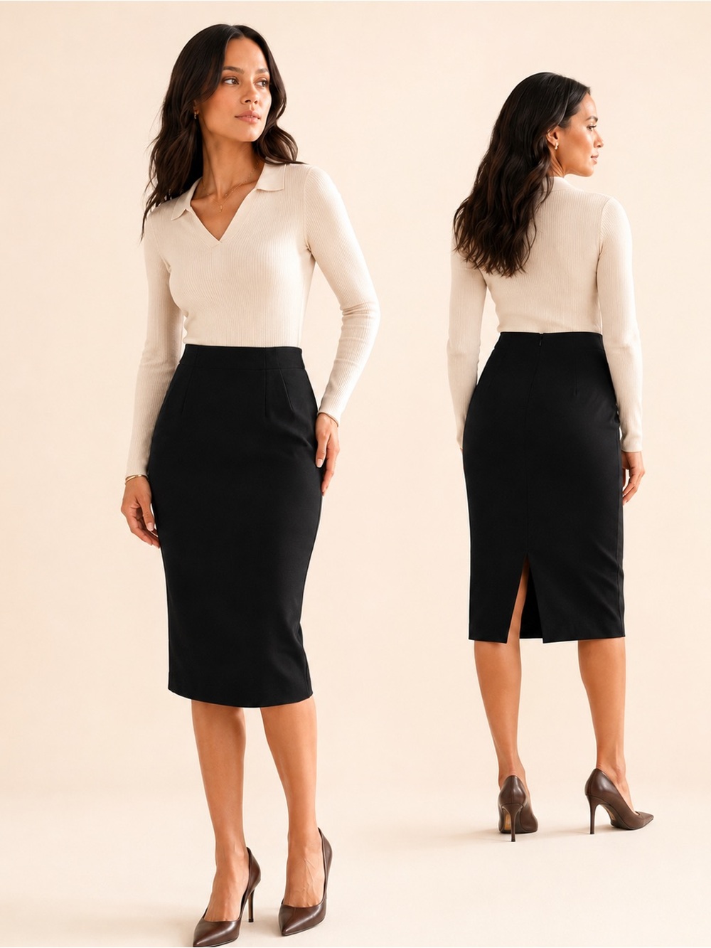 SophieGrace Dorothy Pencil Skirt Office Siren Stretch Midi Black Sz XS